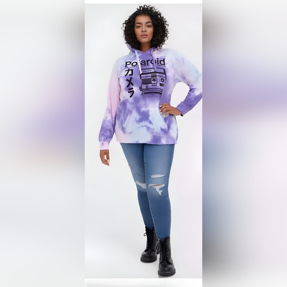 Torrid Polaroid Tye Dye Fleece Hoodie Graphic Sweat Shirt